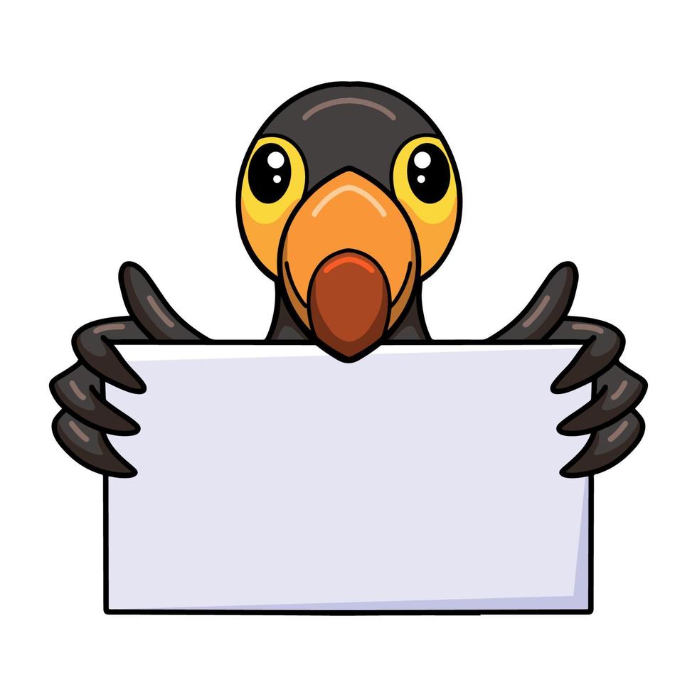 Cute little toucan bird cartoon with blank sign vector