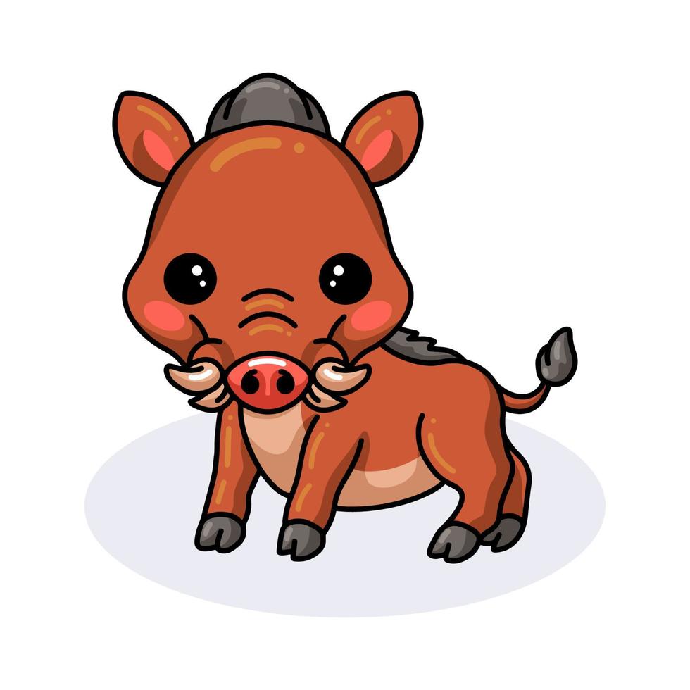 Cute little wild boar cartoon vector