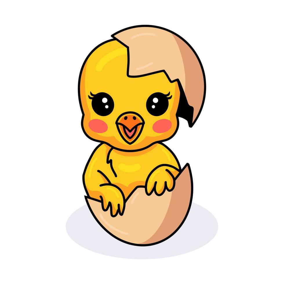 Cute little yellow chick cartoon inside an egg vector