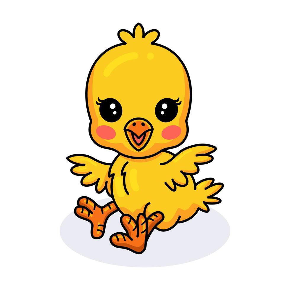 linda caricatura de pollito amarillo vector