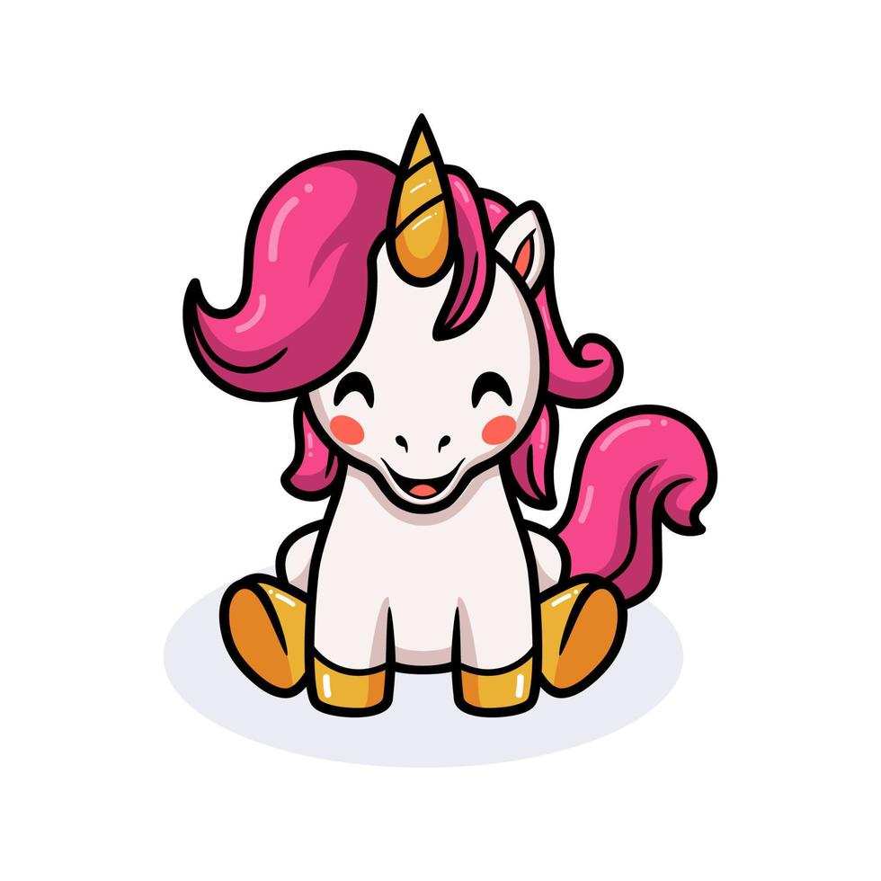 lindo bebé unicornio dibujos animados sentado vector