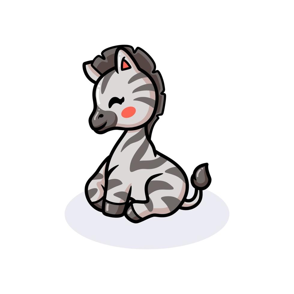 Cute baby zebra cartoon sitting vector