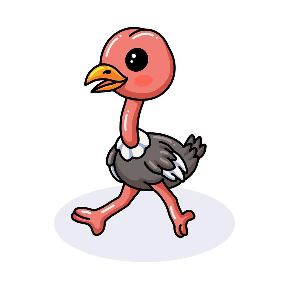 Cute little ostrich bird cartoon walking vector