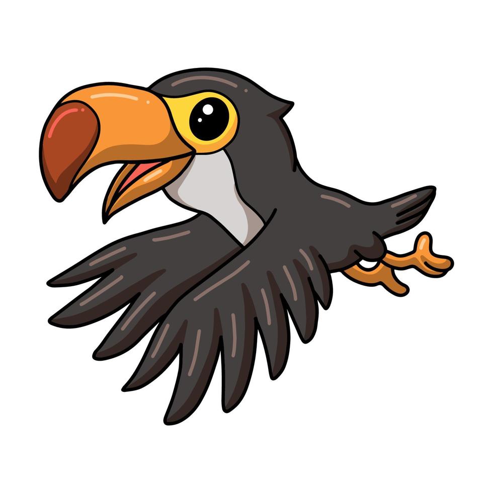 lindo pequeño tucán pájaro dibujos animados volando vector