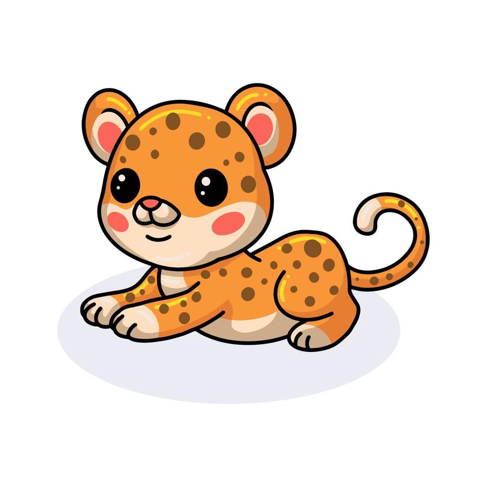 Cute baby leopard cartoon lying down vector