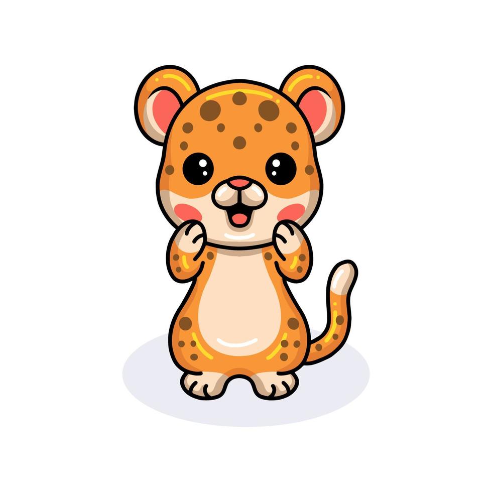 Cute baby leopard cartoon standing vector