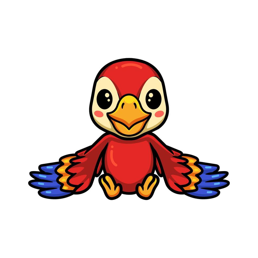 lindo pequeño loro rojo dibujos animados sentado vector