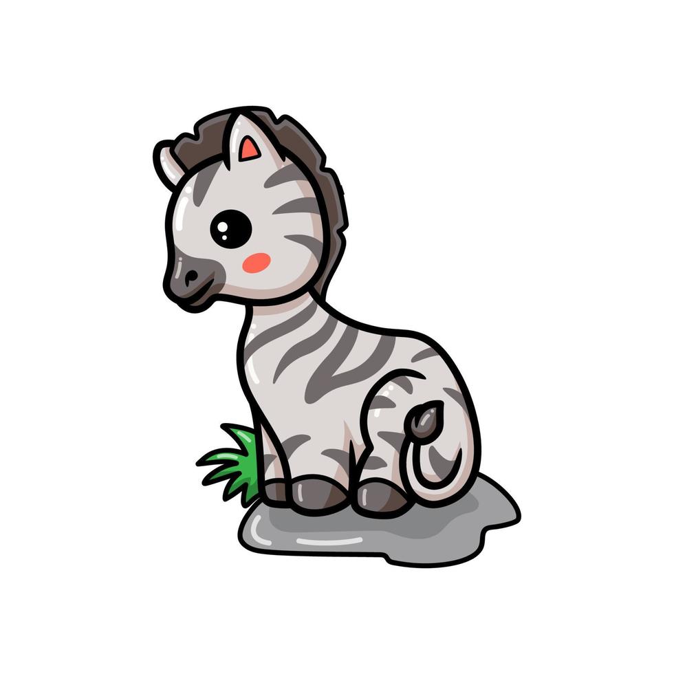 Cute little zebra cartoon sitting vector