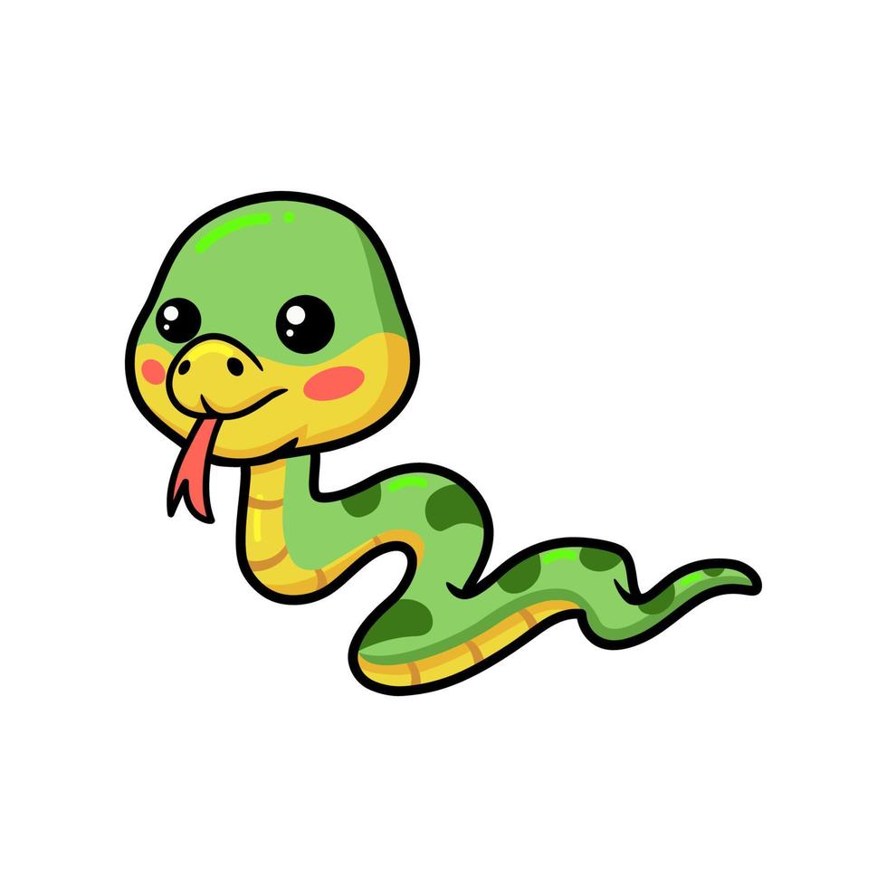 Cute little green snake cartoon vector