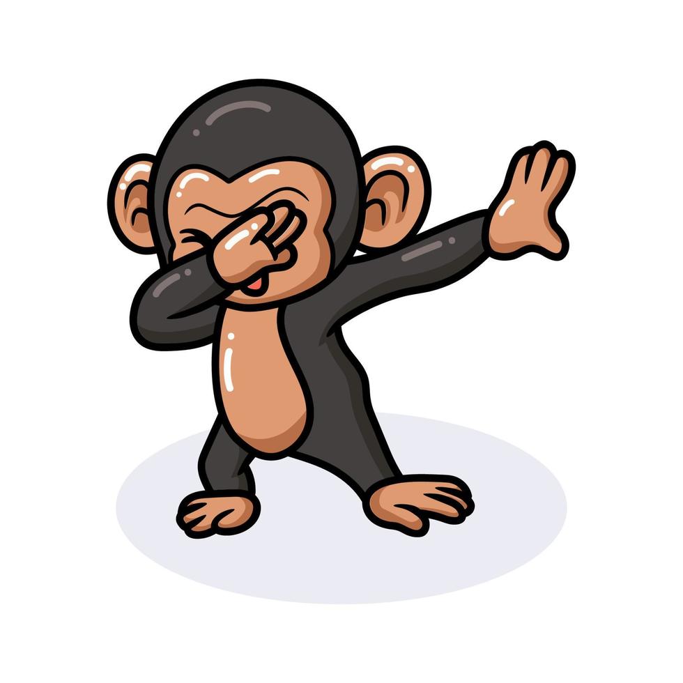 lindo bebé chimpancé dibujos animados frotando vector