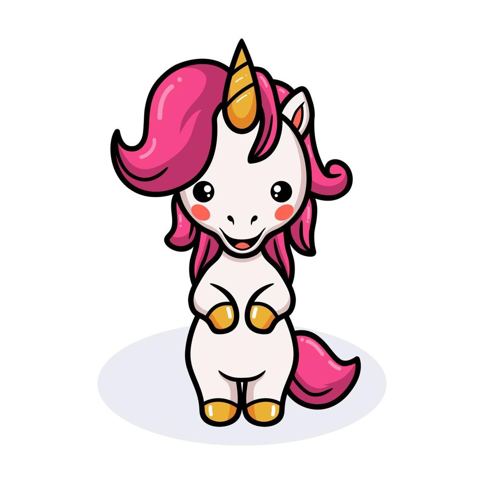 Cute baby unicorn cartoon standing vector