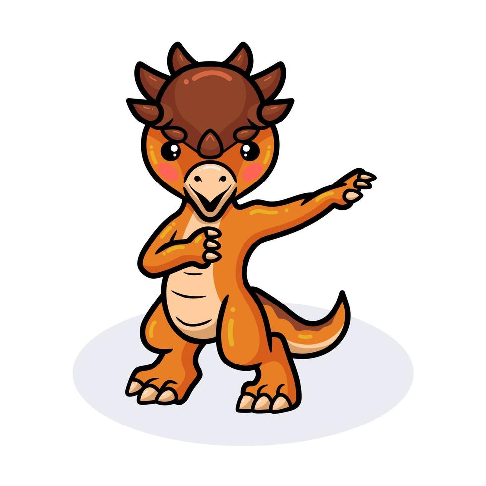 Cute little pachycephalosaurus dinosaur cartoon standing vector