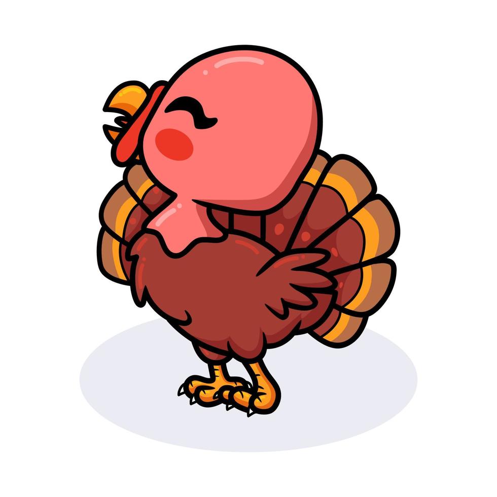 Cute happy baby turkey cartoon vector