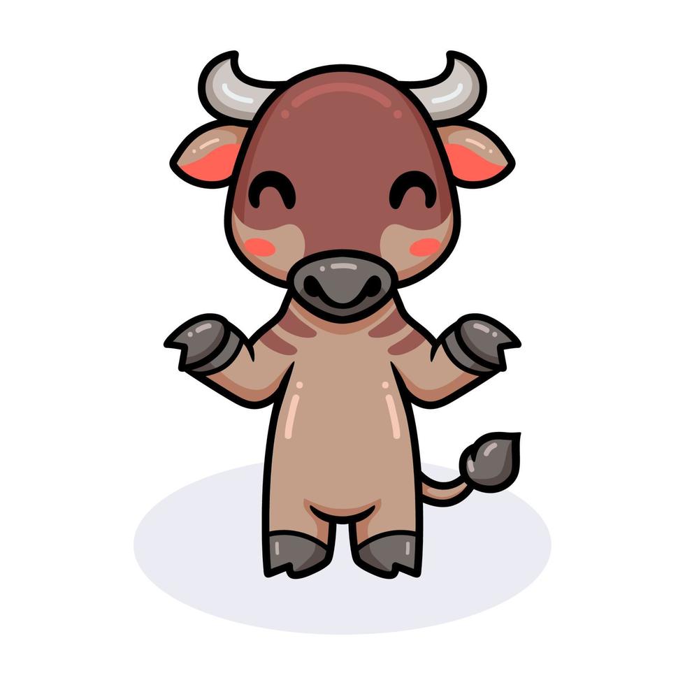 Cute little wildebeest cartoon posing vector