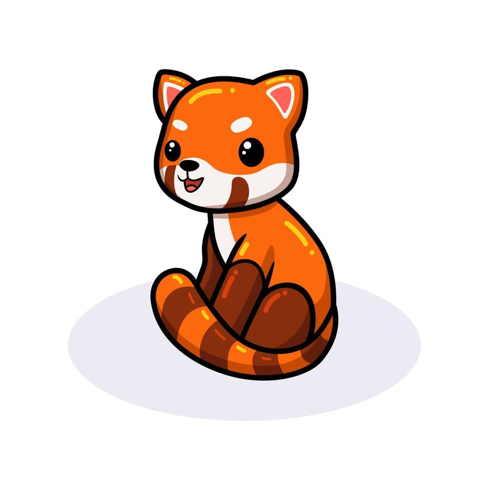 Cute little red panda cartoon sitting vector