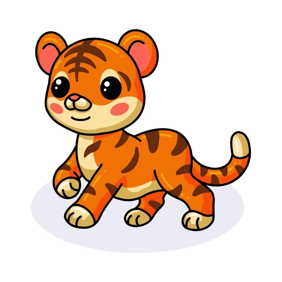 Cute happy baby tiger cartoon vector