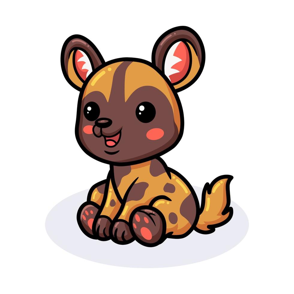 Cute wild dog cartoon sitting vector