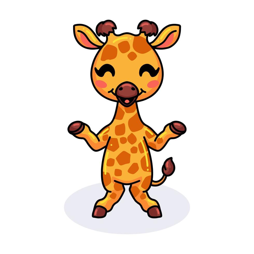 Cute little giraffe cartoon standing 10380932 Vector Art at Vecteezy