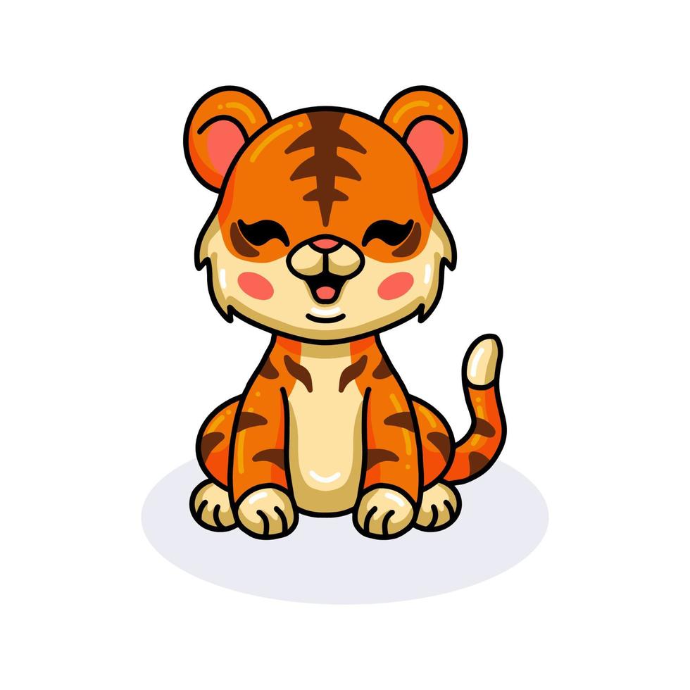 lindo, bebé, tigre, caricatura, sentado vector