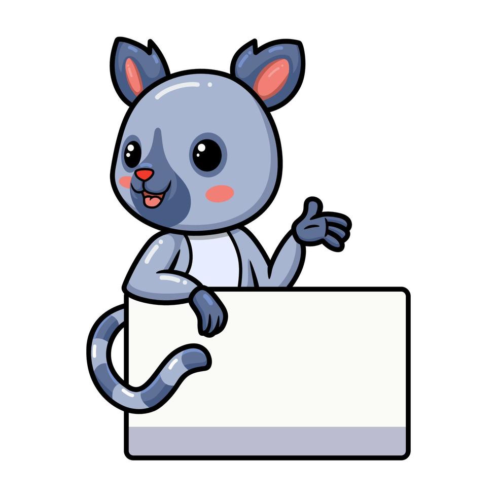 lindo, pequeño, lemur, caricatura, con, muestra en blanco vector