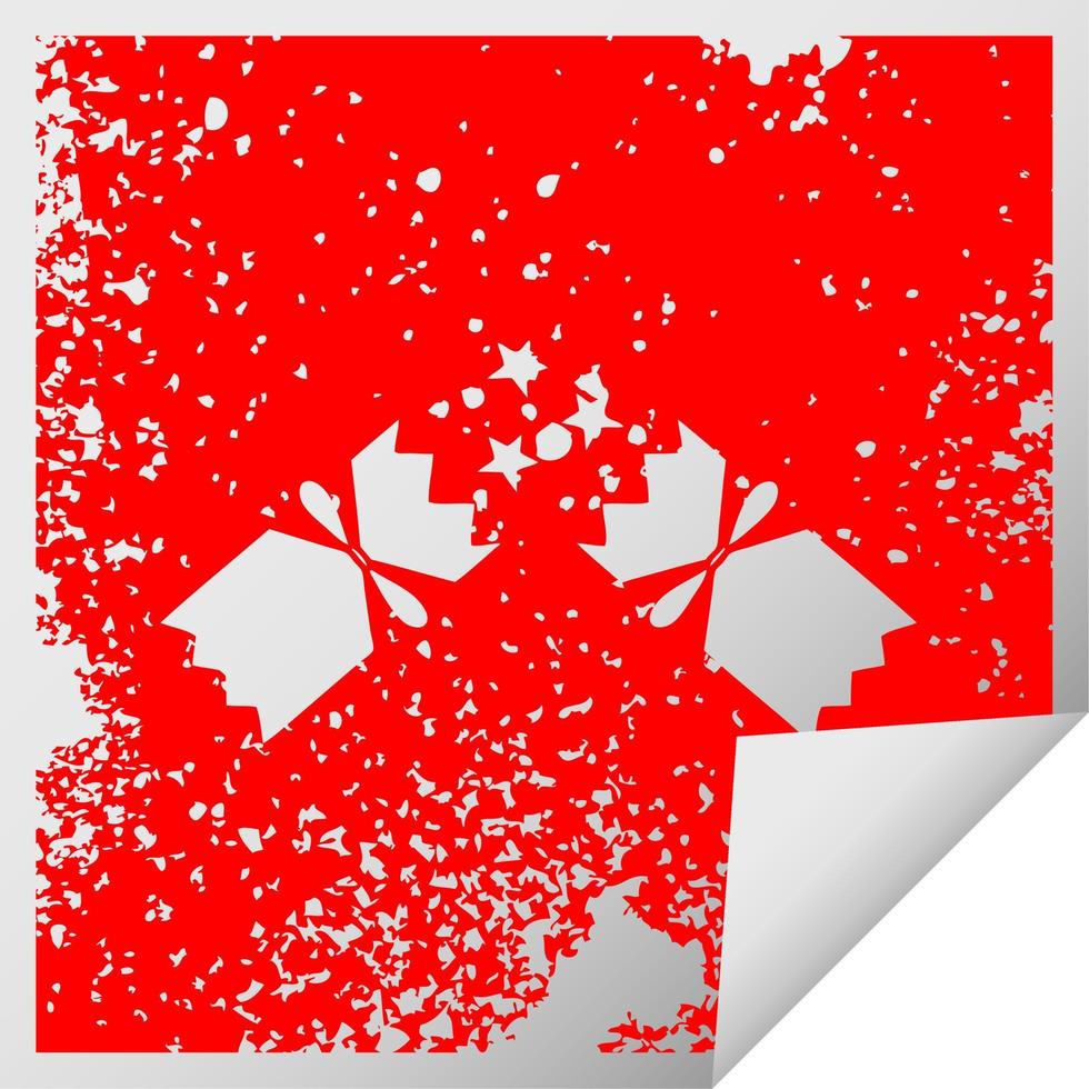 distressed square peeling sticker symbol christmas cracker vector
