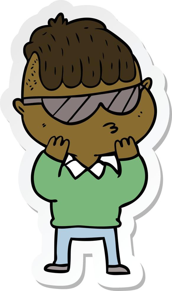 sticker of a cartoon boy wearing sunglasses vector