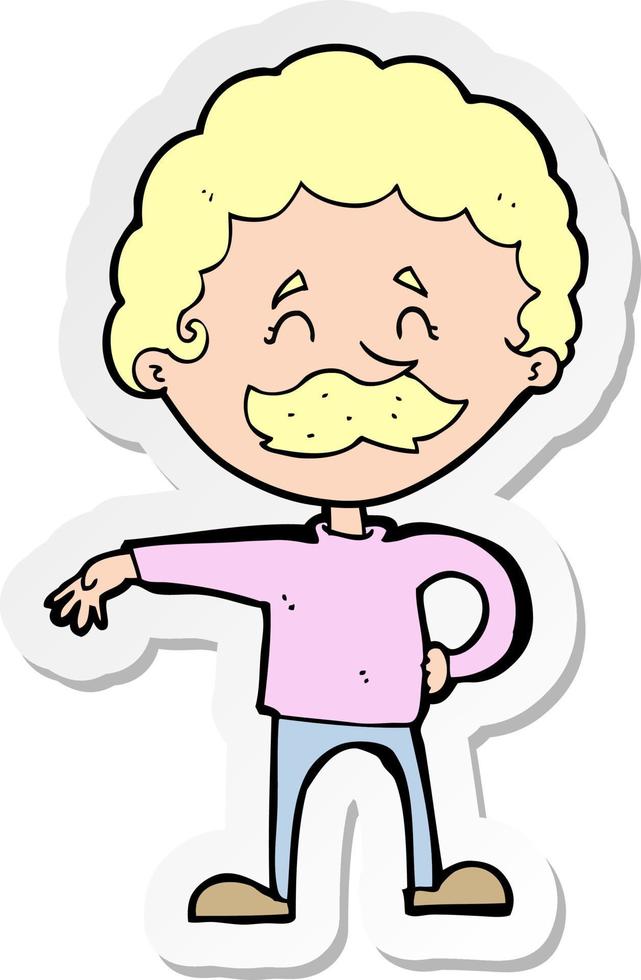 sticker of a cartoon man making camp gesture vector