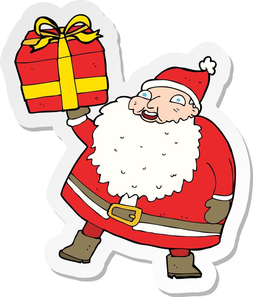 sticker of a cartoon santa claus vector