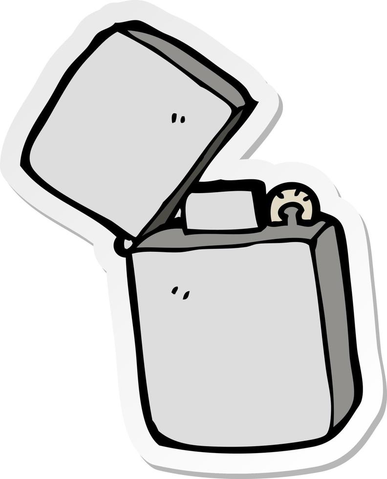 sticker of a cartoon metal lighter vector