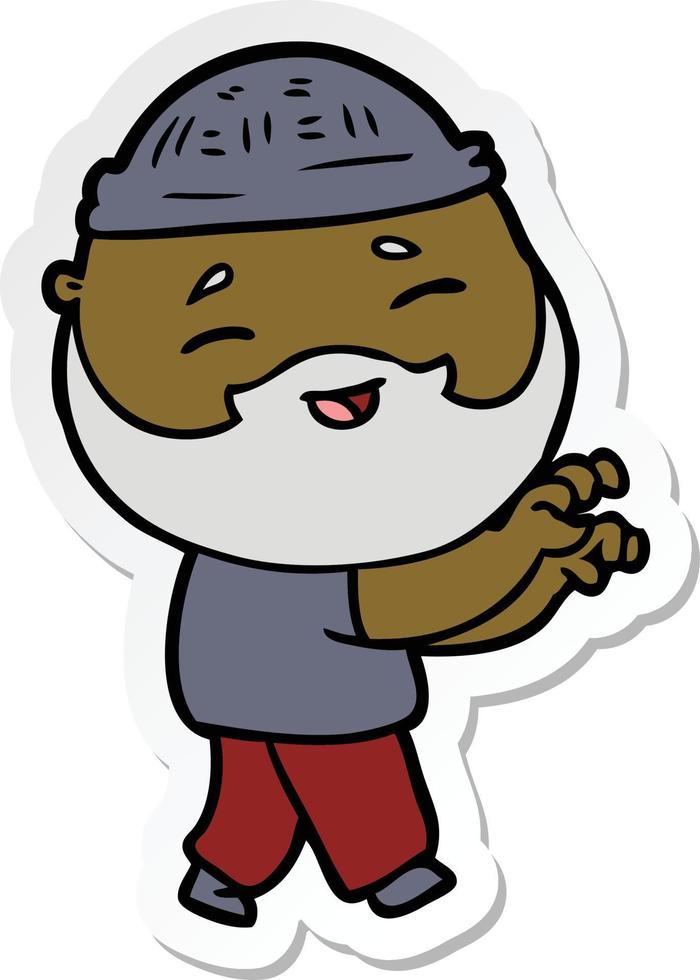 sticker of a cartoon happy bearded man vector