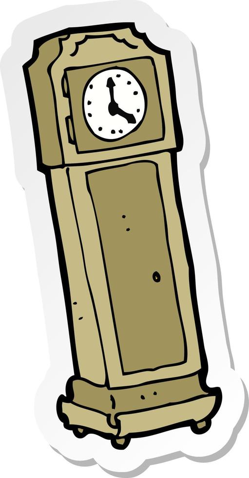 sticker of a cartoon grandfather clock vector