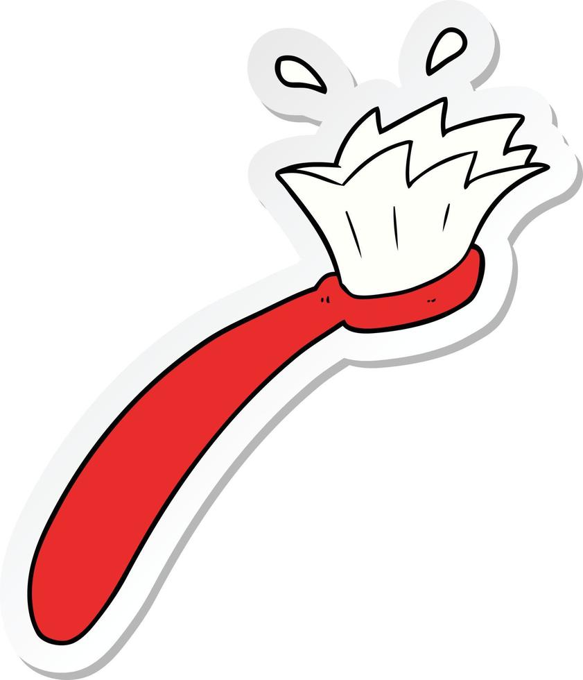 sticker of a cartoon tooth brush vector