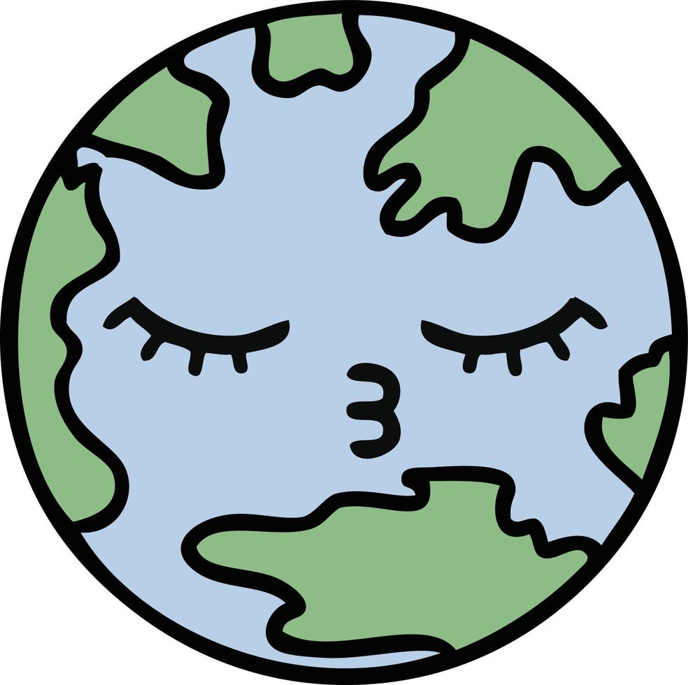cute cartoon planet earth vector