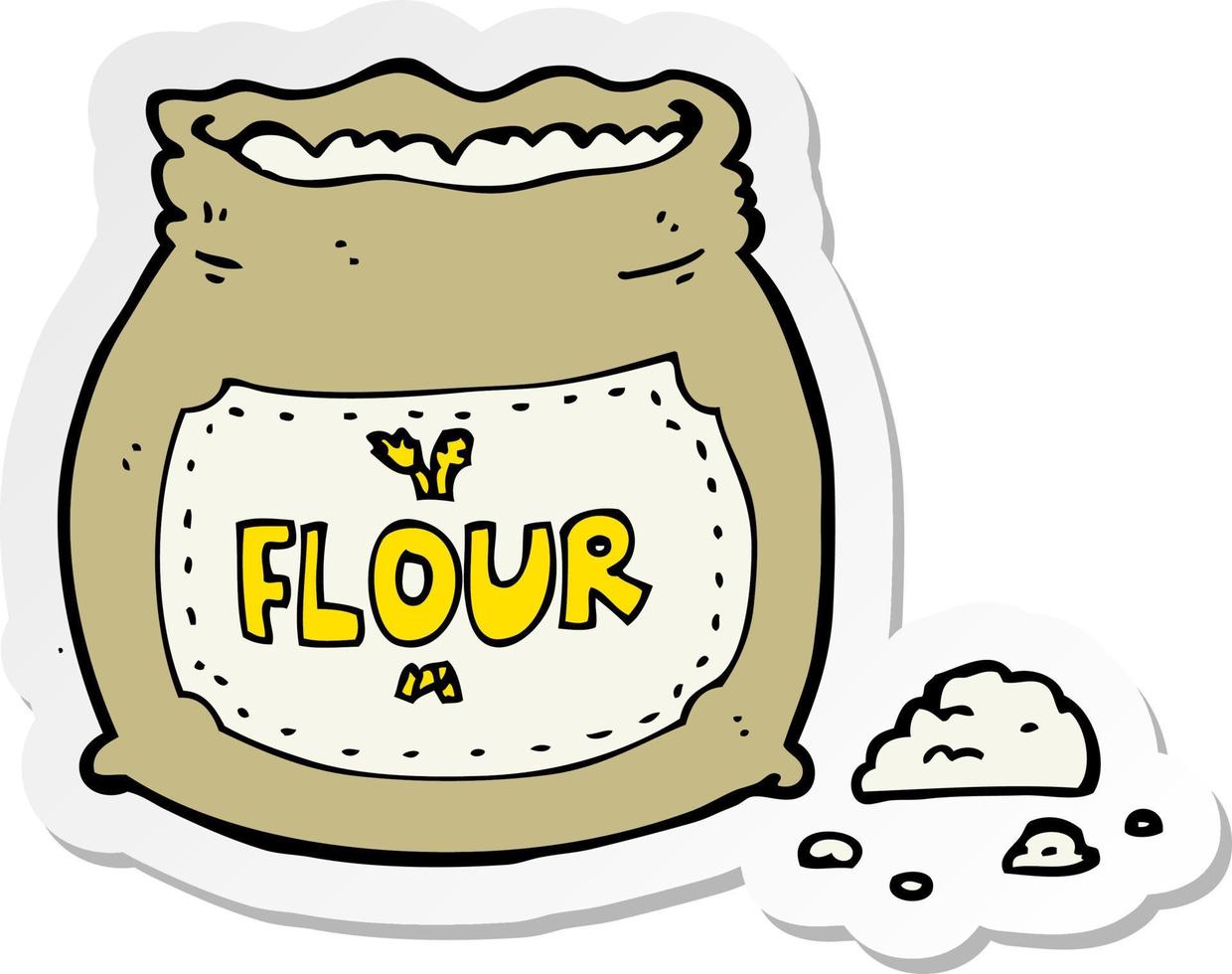 sticker of a cartoon bag of flour vector