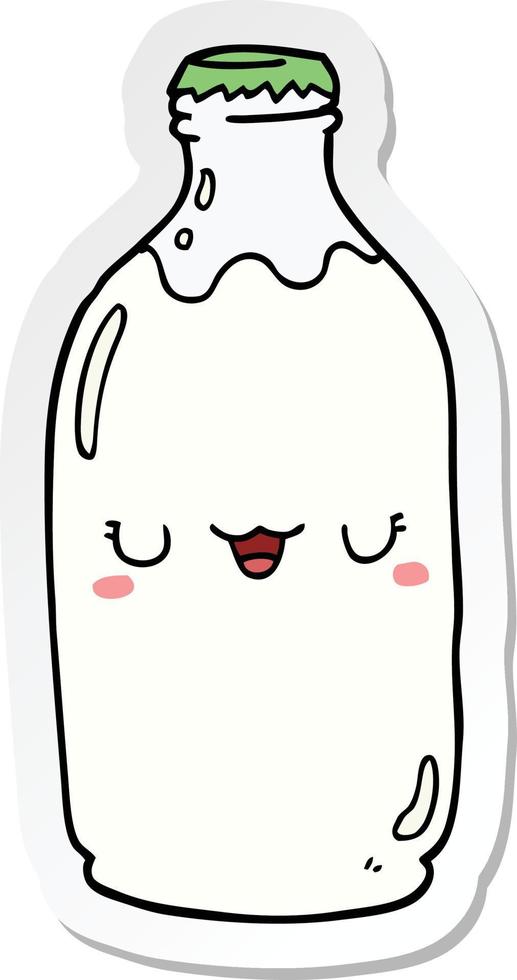 sticker of a cute cartoon milk bottle vector