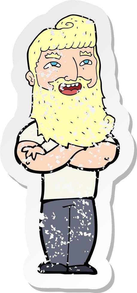 retro distressed sticker of a cartoon proud man vector