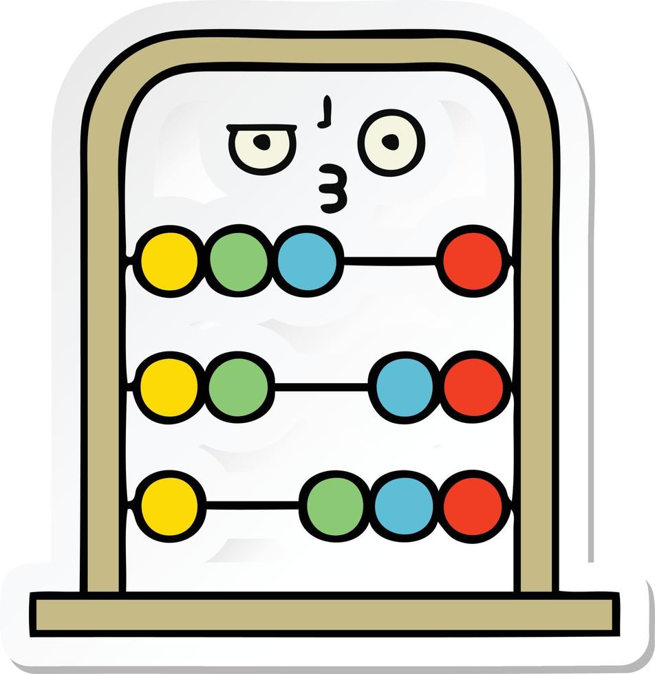sticker of a cute cartoon abacus vector