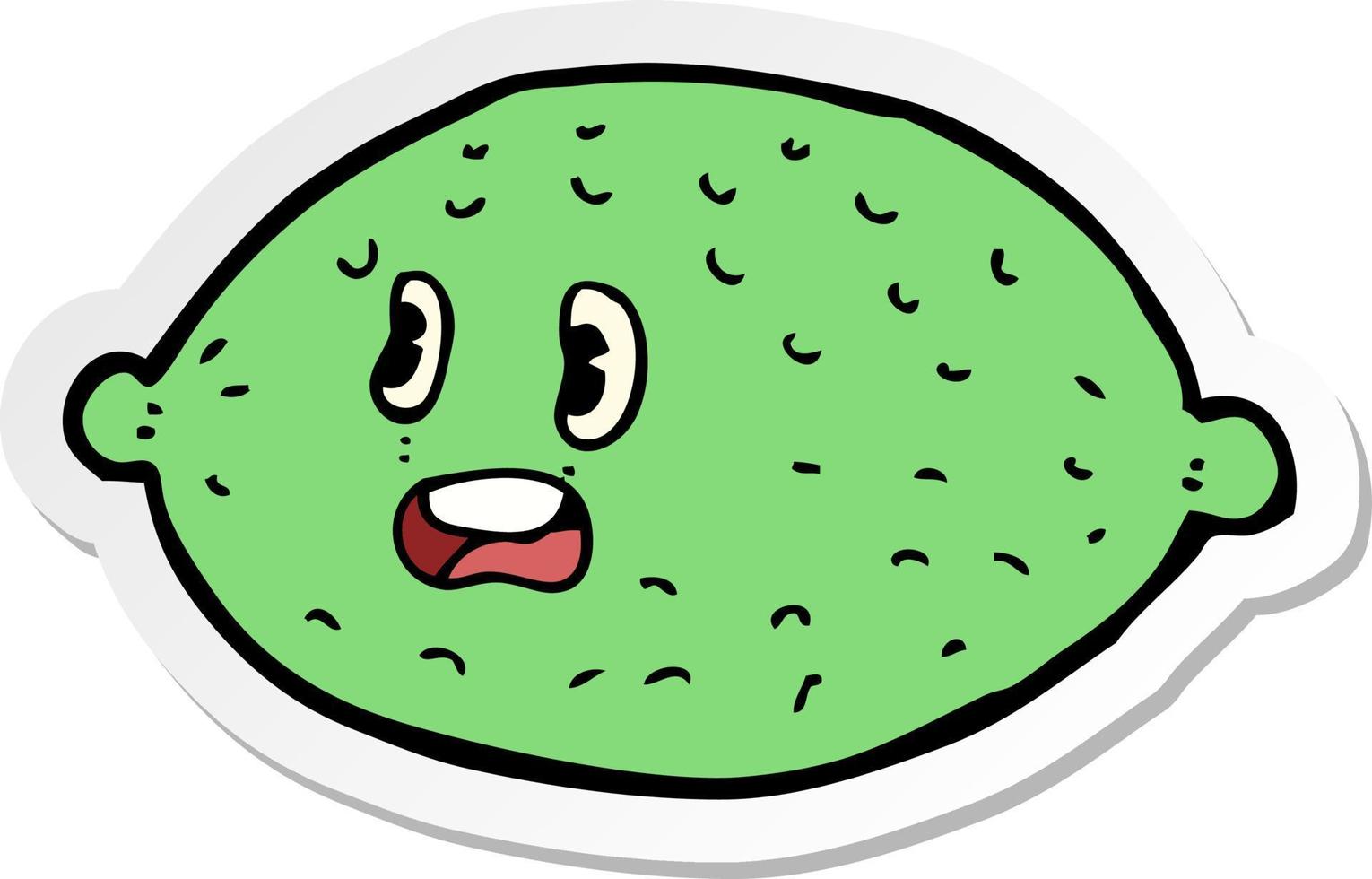 sticker of a cartoon lime vector