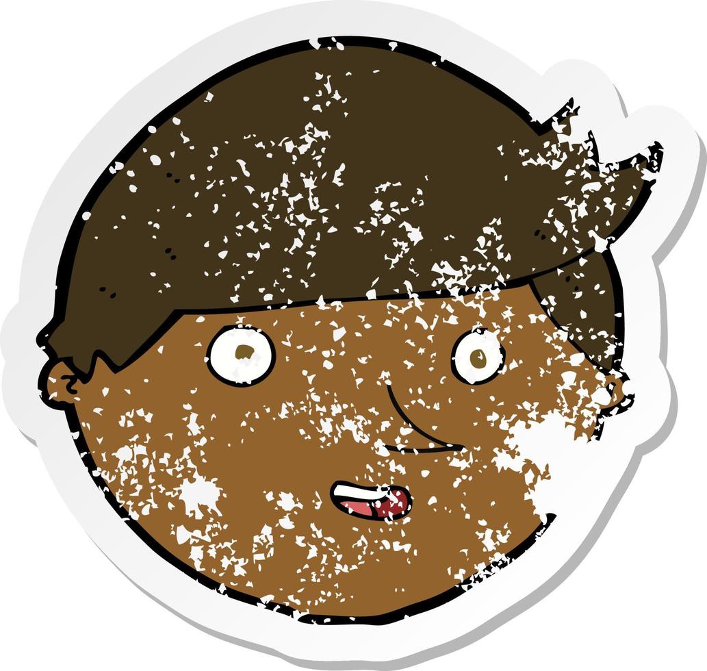 retro distressed sticker of a cartoon happy face vector