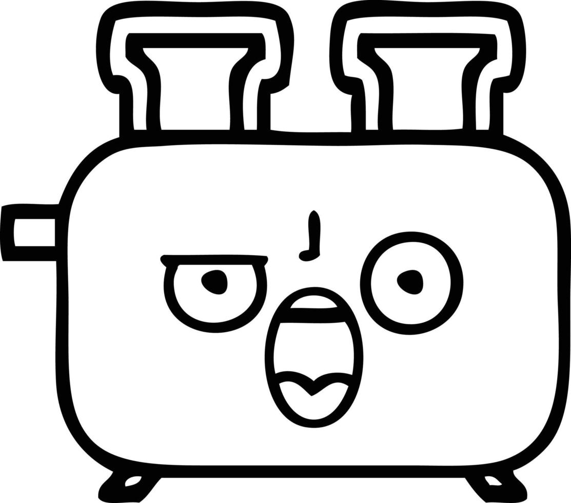 line drawing cartoon of a toaster vector