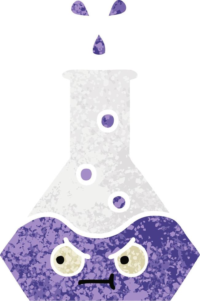 retro illustration style cartoon science beaker vector
