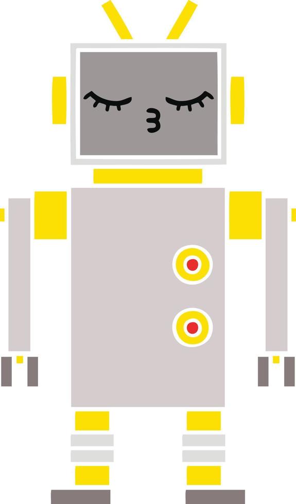 flat color retro cartoon robot vector