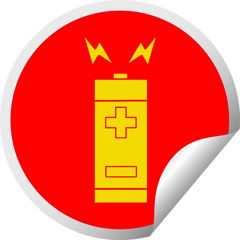circular peeling sticker cartoon battery vector