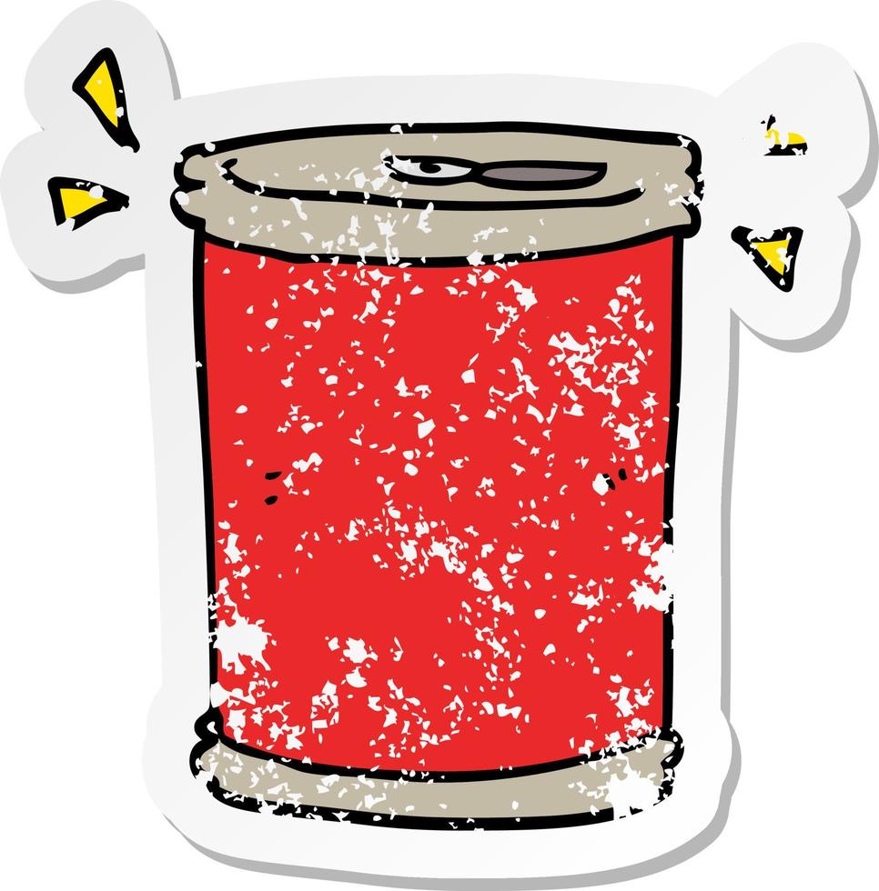 distressed sticker of a cartoon soda can vector