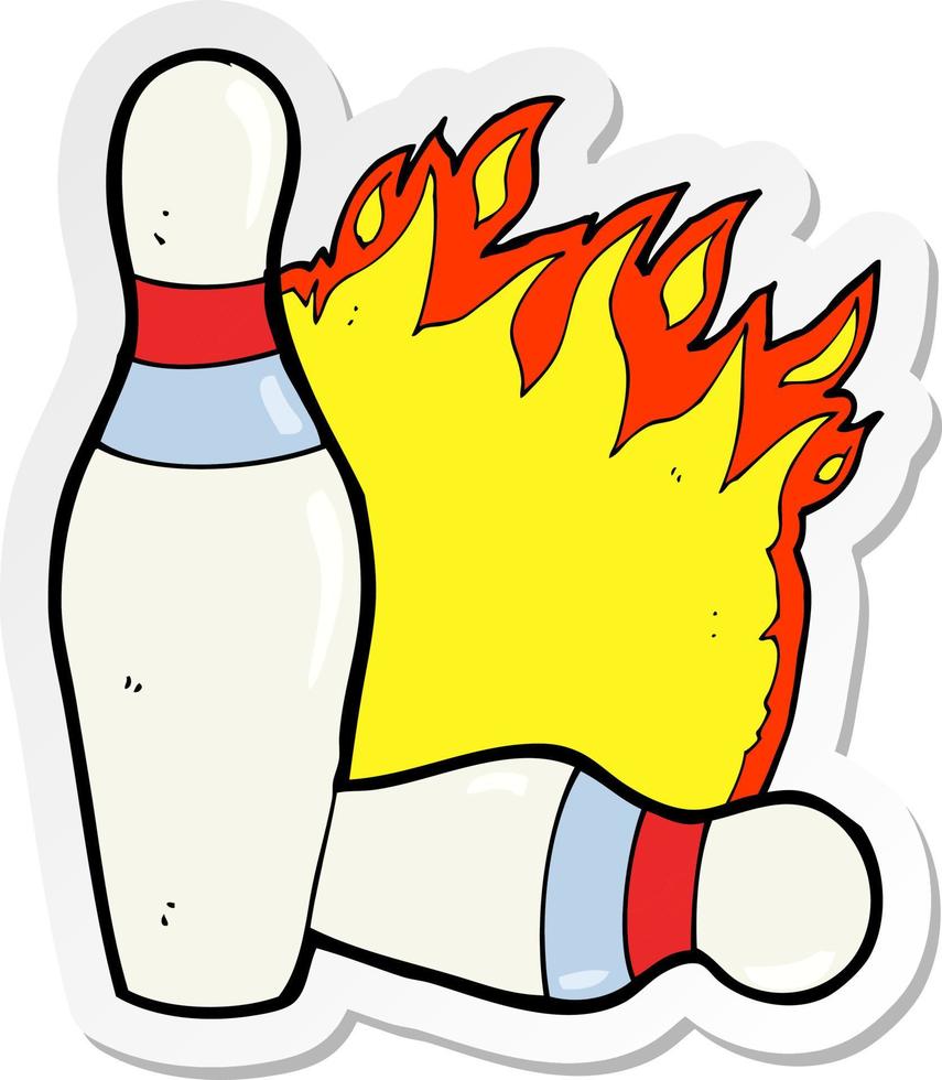sticker of a cartoon ten pin bowling sign vector