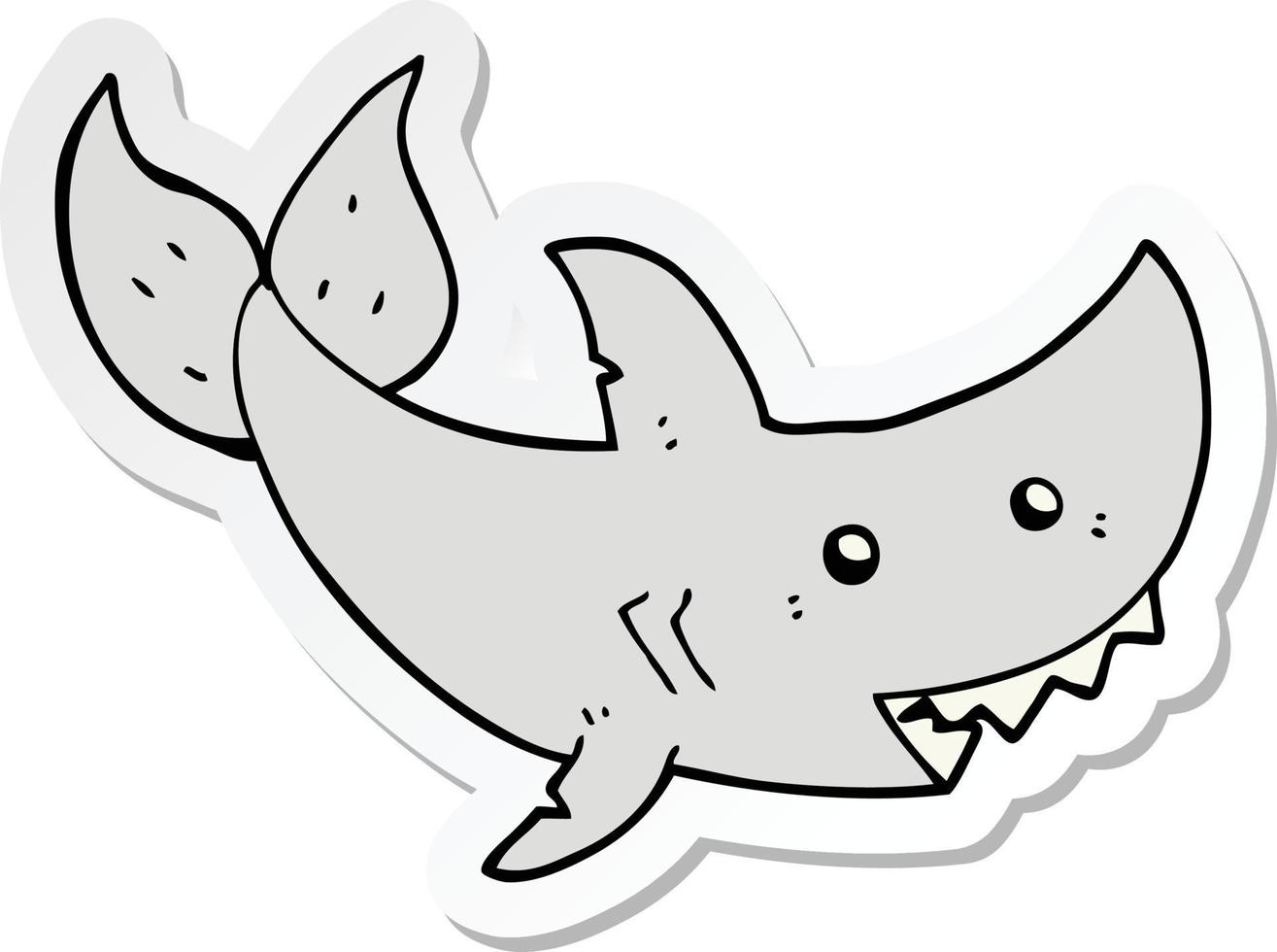 sticker of a cartoon shark vector