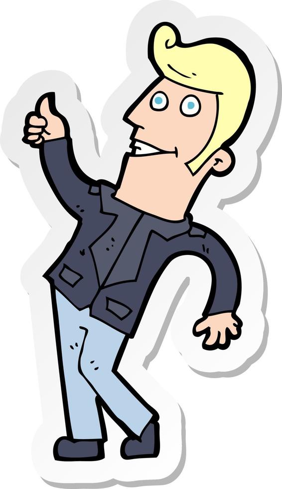 sticker of a cartoon man giving thumbs up sign vector