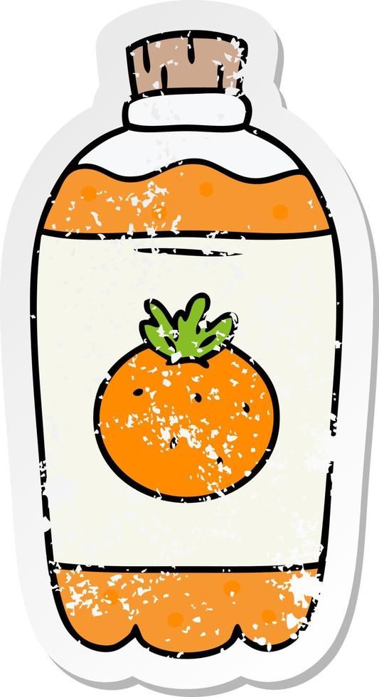 distressed sticker cartoon doodle of orange pop vector