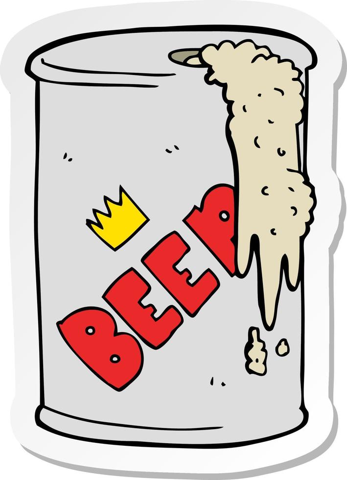 sticker of a cartoon beer can vector