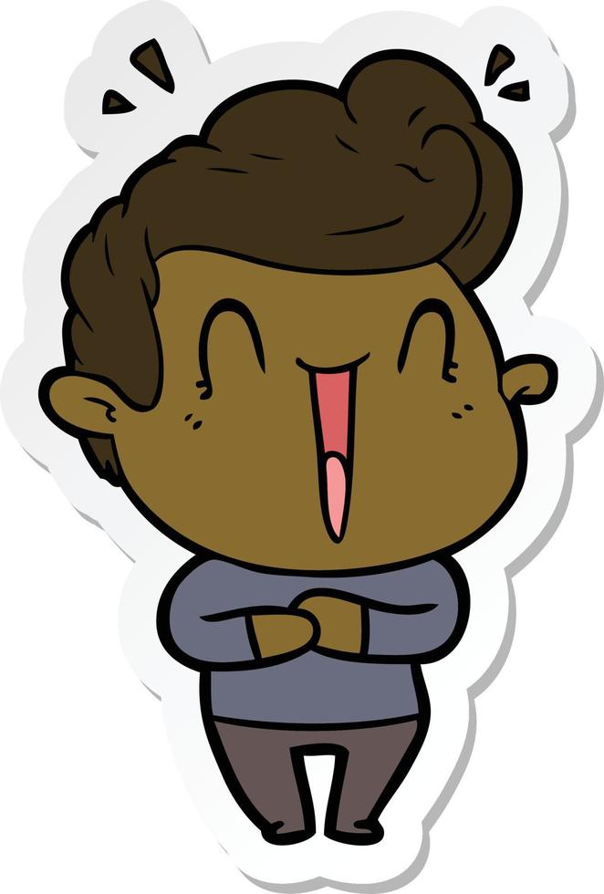 sticker of a excited man cartoon vector